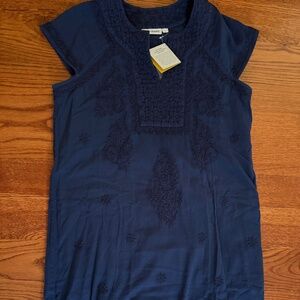 Roberta Roller Rabbit Faith Dress, Blue, Medium, Hand Embroidered in India